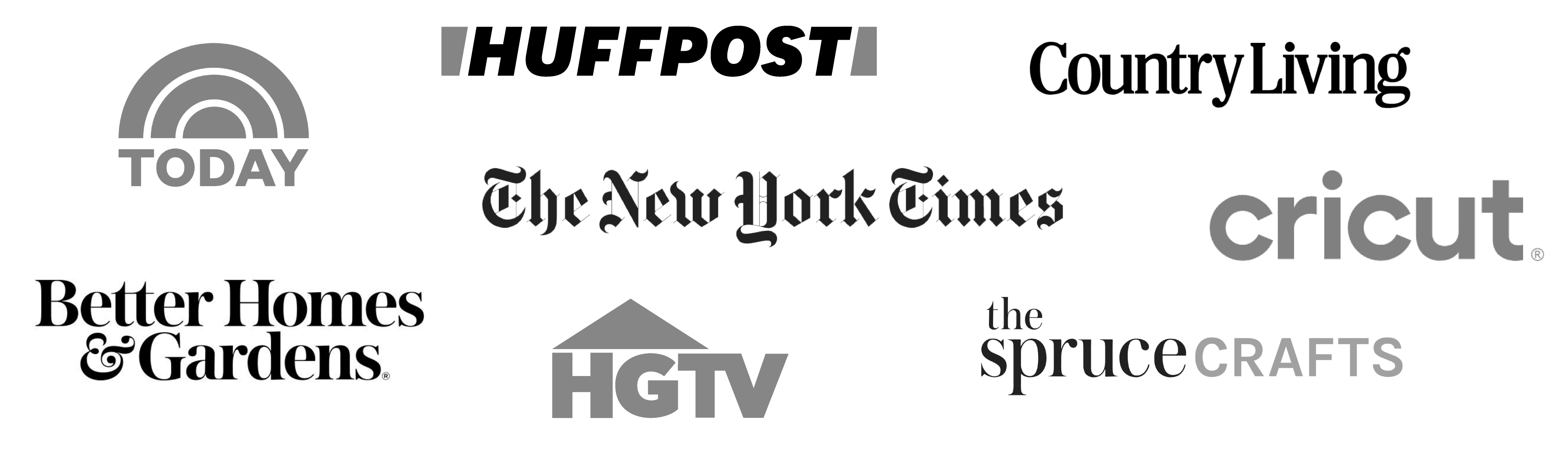 The Today Show, Huffpost, Country Living, The New York Times, Cricut, Better Homes & Gardens, HGTV, The Spruce Crafts