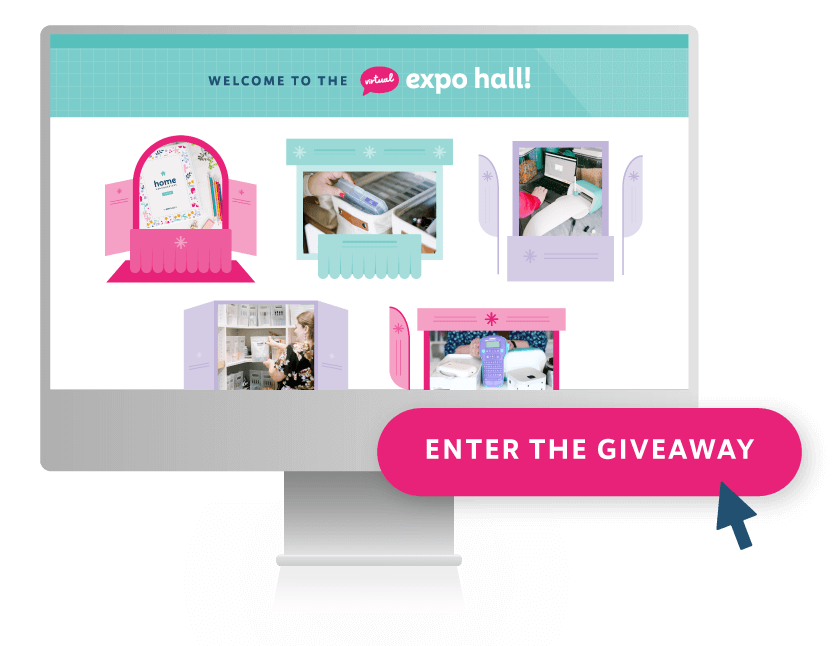 A computer with booths on the screen and a button that says " Enter the giveaway"