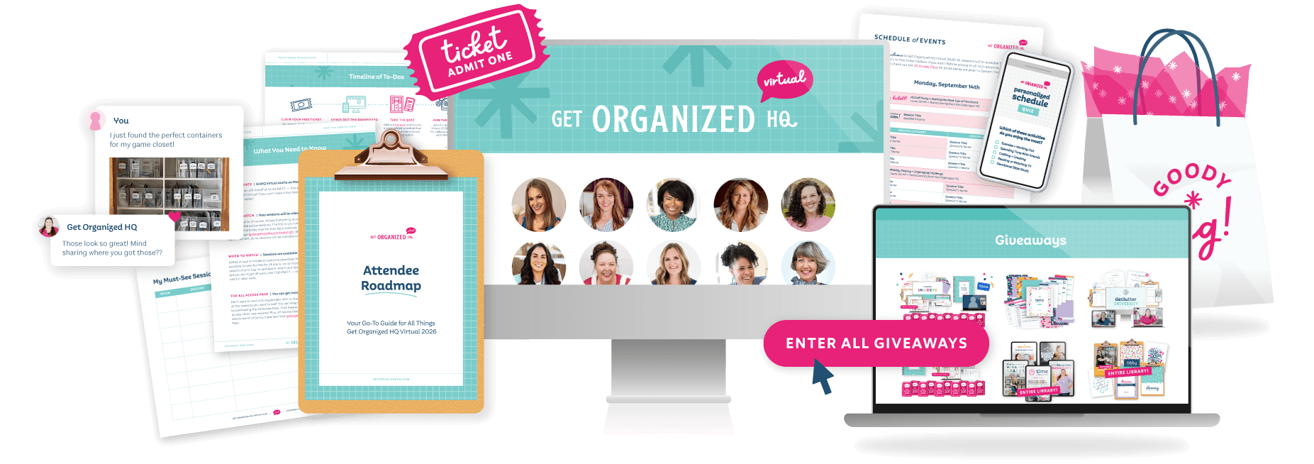 A mockup of everything included with your free ticket
