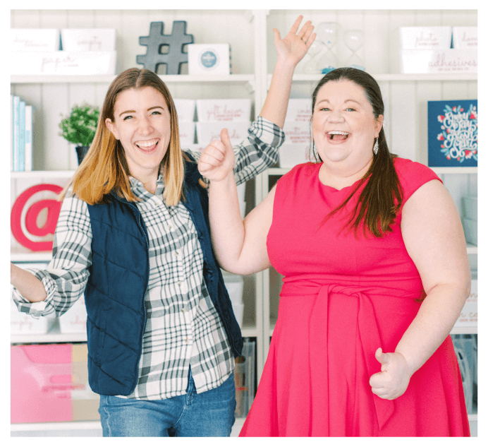 Laura Smith and Tasha Lorentz smiling and looking excited